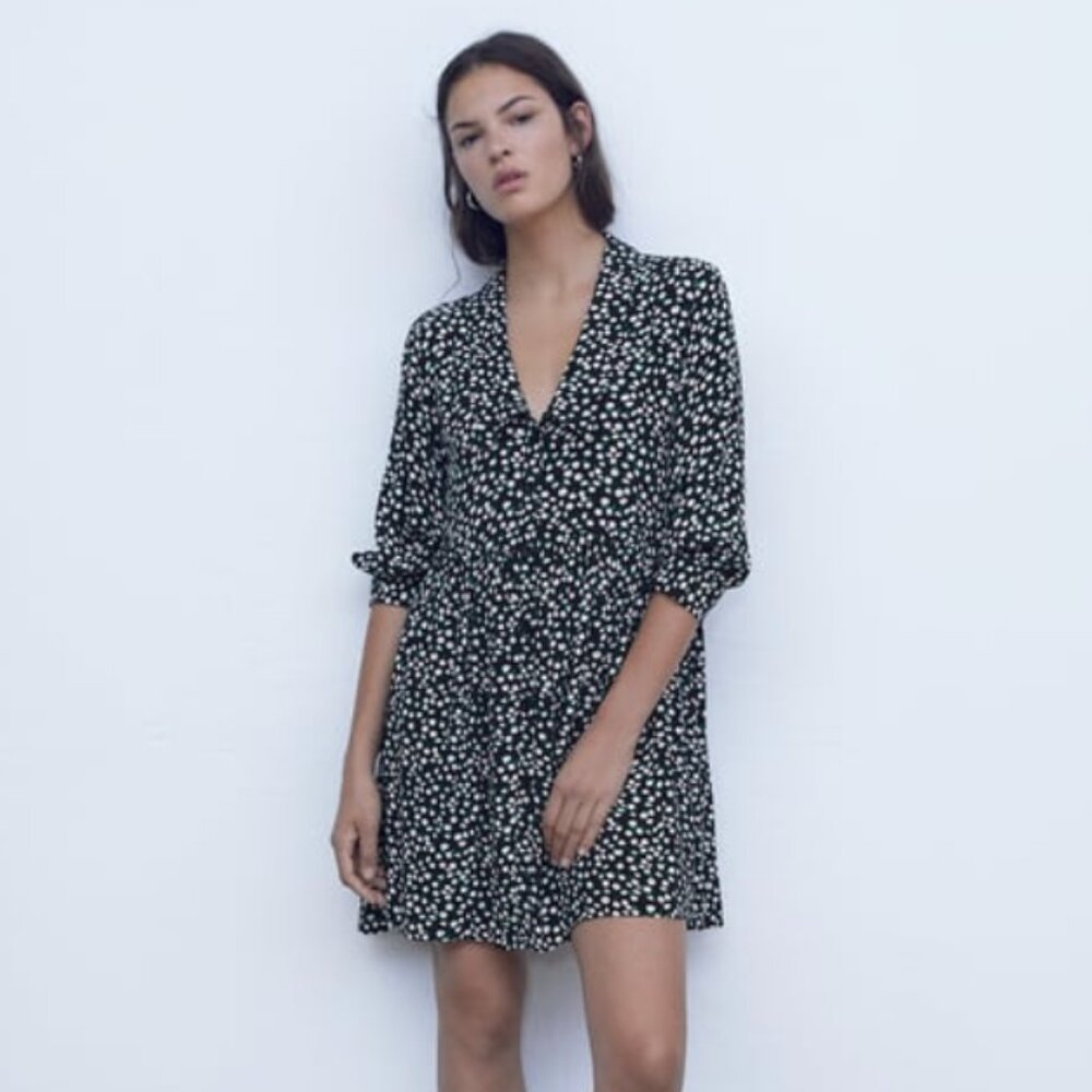 ZARA Floral Print Mini Dress - NEW
